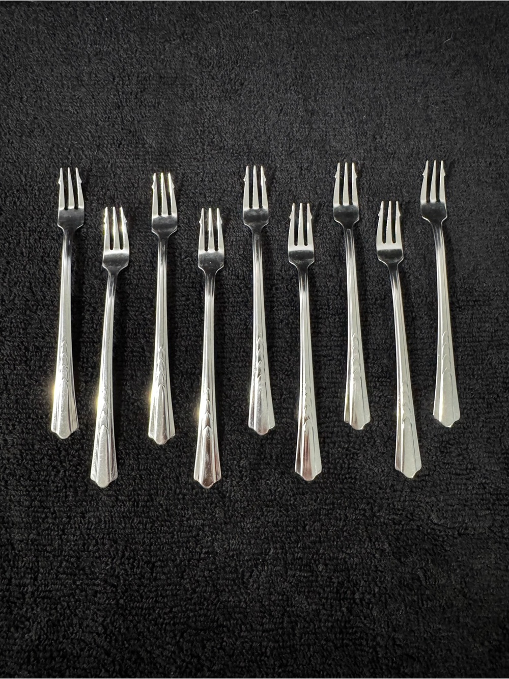 Vintage Ekco Chevron Cocktail Forks-set of 9